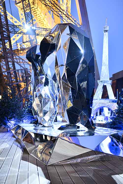 The Eiffel tower dresses up for winter