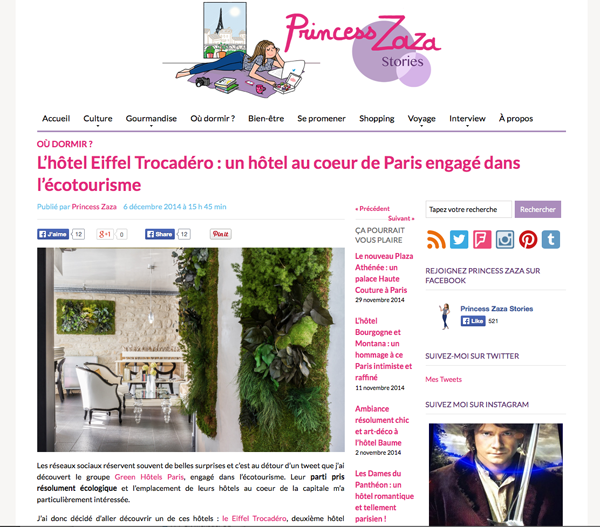 La blogueuse Princess Zaza à l’Hôtel Eiffel Trocadéro !